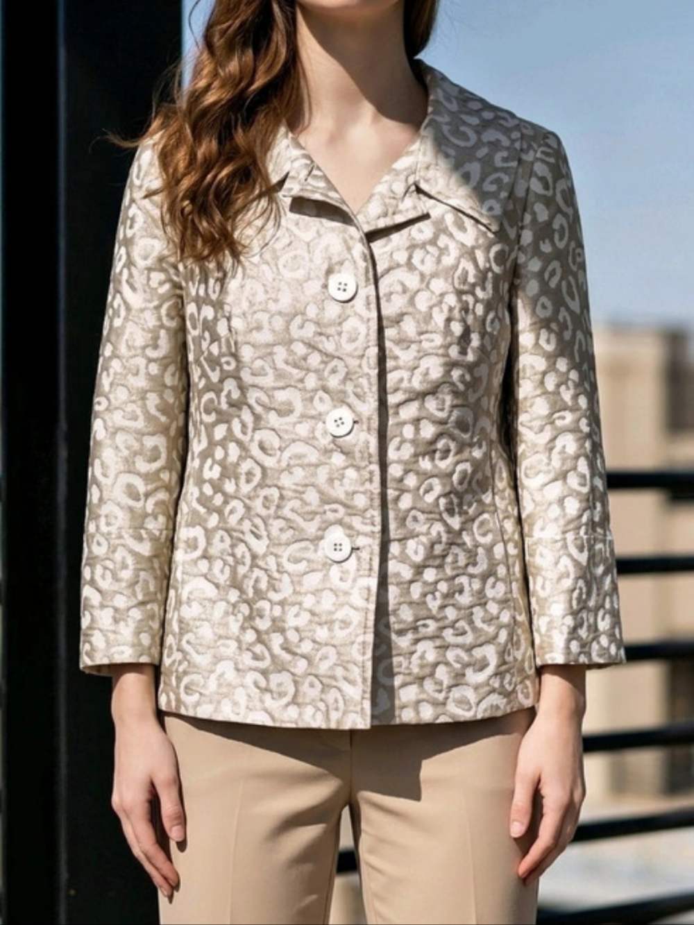 Vintage Charles Gray London Animal Print Jacket in Beige & White Size Medium